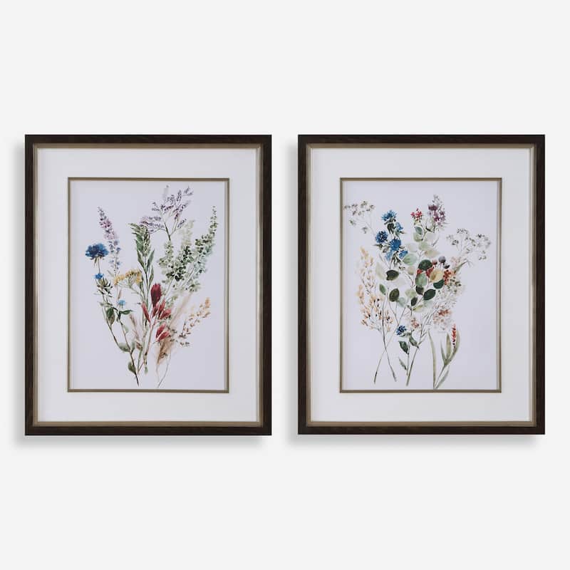 Uttermost Delicate Flowers Framed Prints, Set of 2