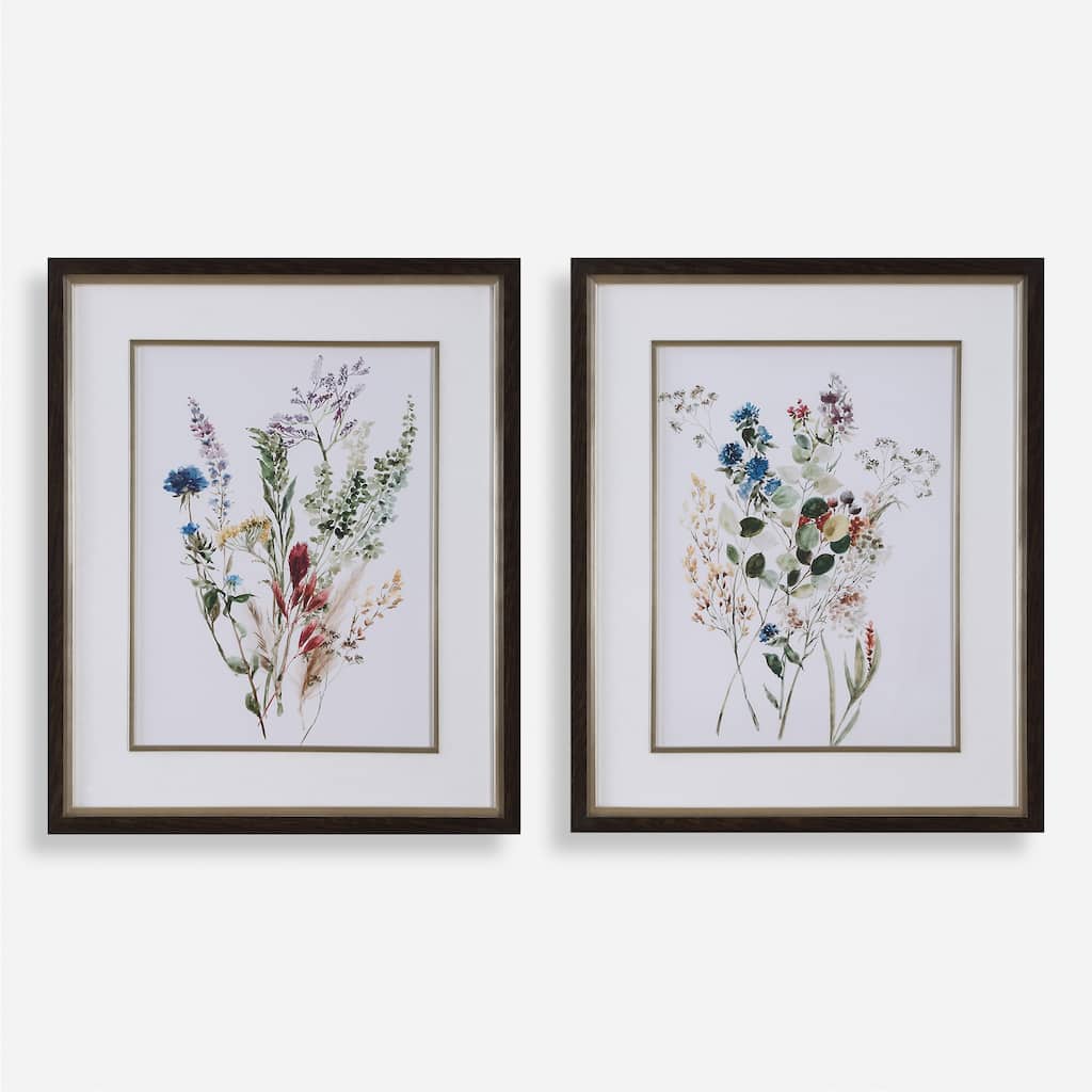 Uttermost Delicate Flowers Framed Prints, Set of 2
