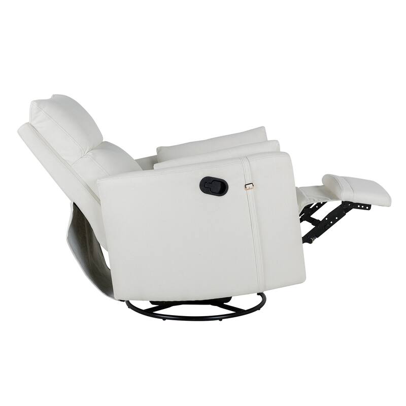 Upholstered Swivel Recliner Manual Rocker
