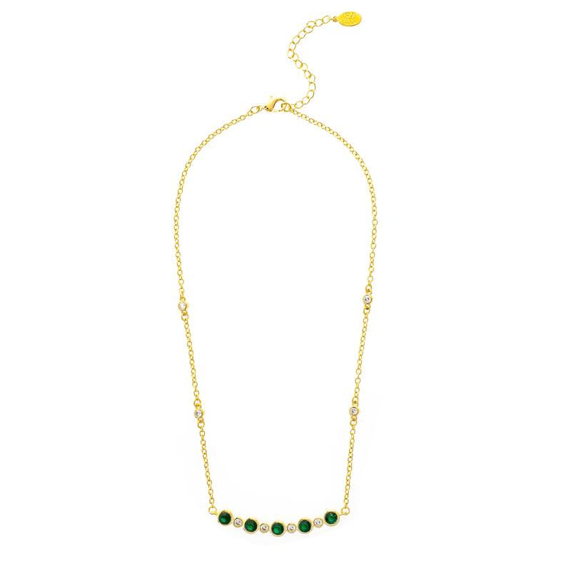 Green Crystal + Cubic Zirconia Pendant Necklace