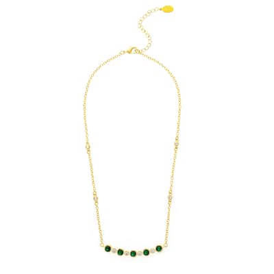 Green Crystal + Cubic Zirconia Pendant Necklace