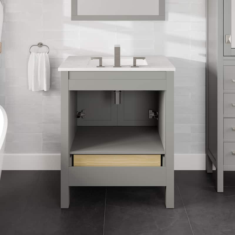 Eviva Aberdeen 30"W x 22"D Gray Vanity with White Carrara Quartz Vanity Top