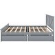 preview thumbnail 11 of 11, King Wooden Platform Bed with Headboard and Four Pull-Out Storage Drawers, Sturdy Frame with Slats and Center Support Legs