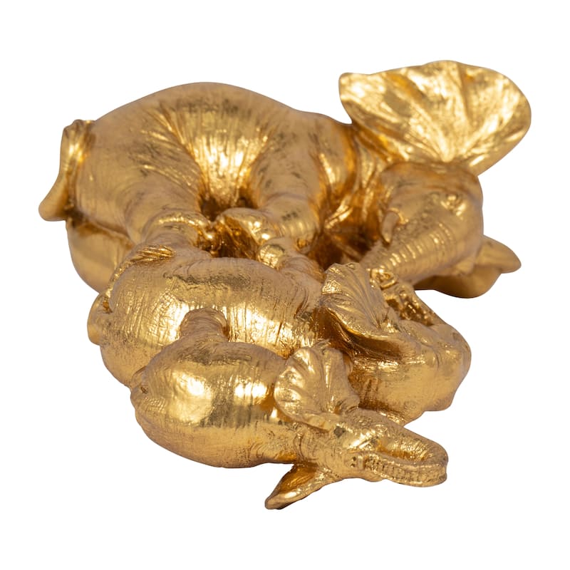 Sagebrook Home Resin, 10" Stacked Elephants, Gold, Novelty, 10"H, Solid