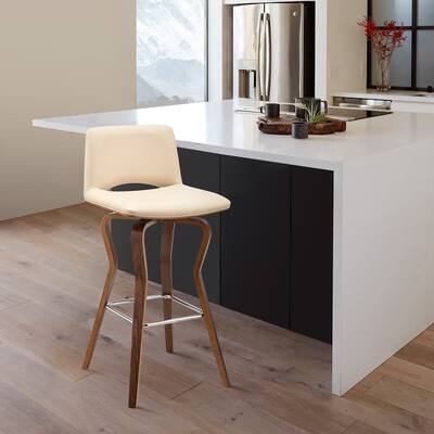 Gerty Swivel Faux Leather and Wood Bar Stool