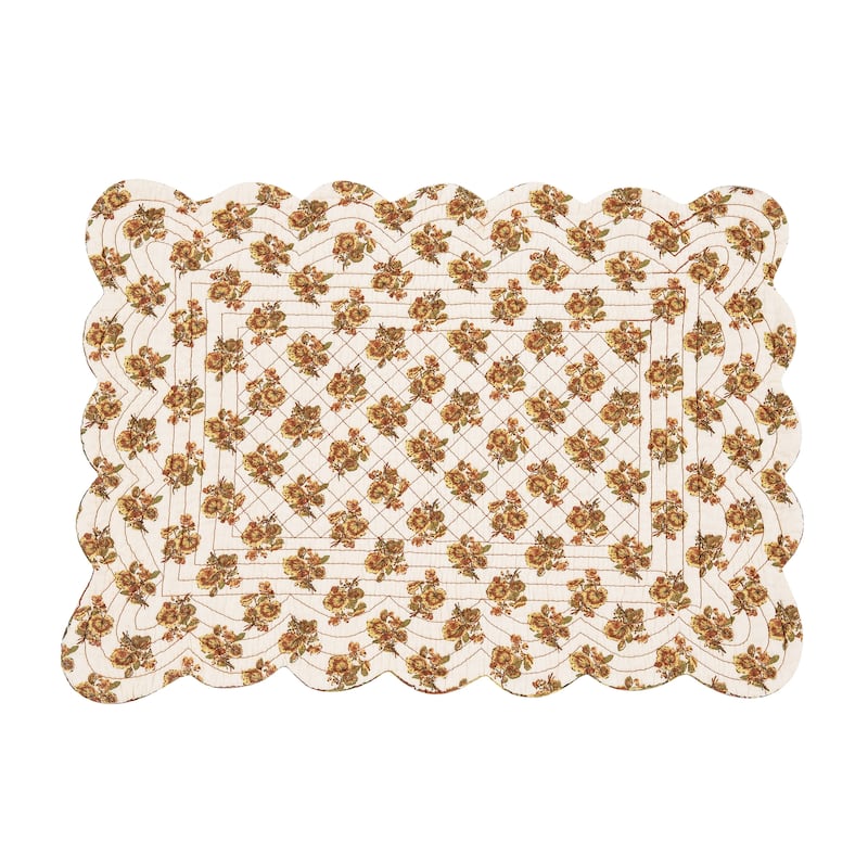 Estelle Quilted Reversible Floral Damask Placemat Set of 6