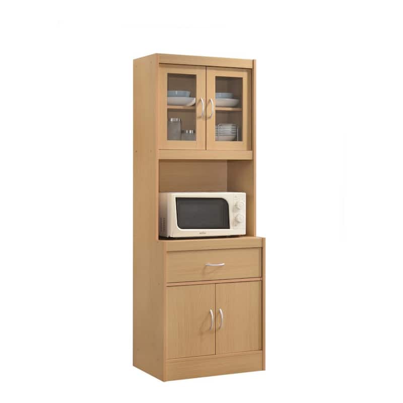 71" Beige Top and Bottom Enclosed Kitchen Cabinet