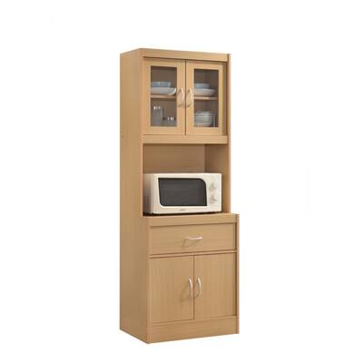 71" Beige Top and Bottom Enclosed Kitchen Cabinet