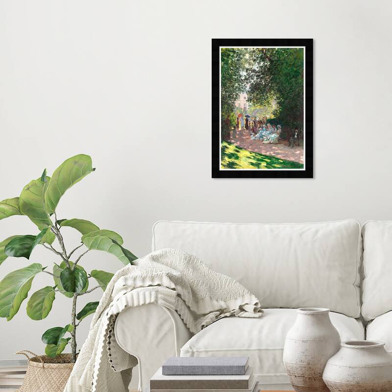 Wynwood Studio Prints Floral and Botanical Monet - The Parc Monceau Green and Traditional Wall Art Canvas Print - 21.0 x 15.0 - Black