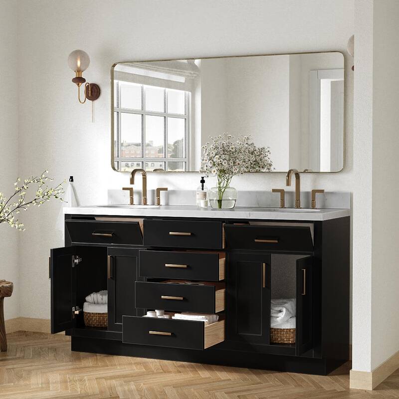 Ariel T066DCQOVO Hepburn 66" Free Standing Double Oval Basin Vanity