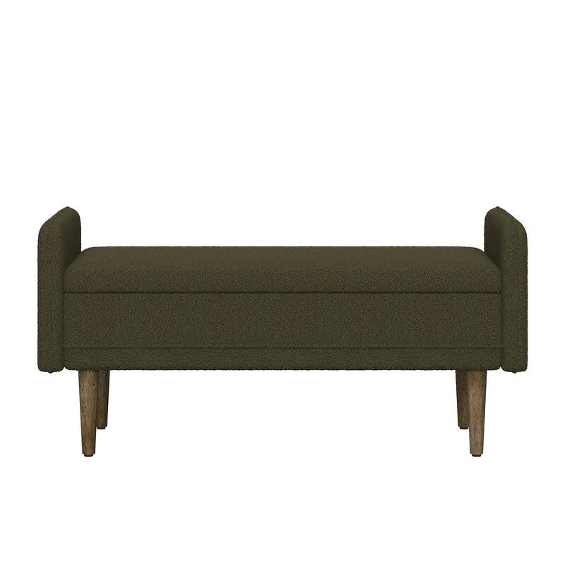 Teddy velvet storage stool, ,with storage space, suitable for apartments, living rooms and bedrooms-BLACK(45.98"*16.75"*21.75")