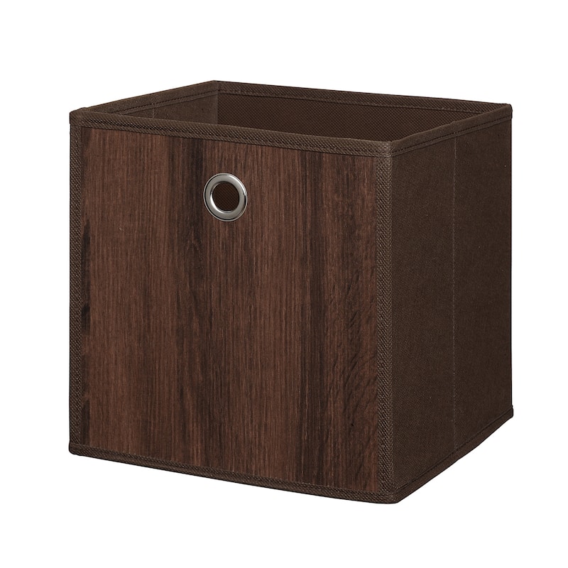 Organize It All Faux Wood Storage Cube in Dark Brown - 10"x10"x10"