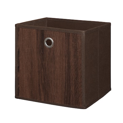 Organize It All Faux Wood Storage Cube in Dark Brown - 10"x10"x10"