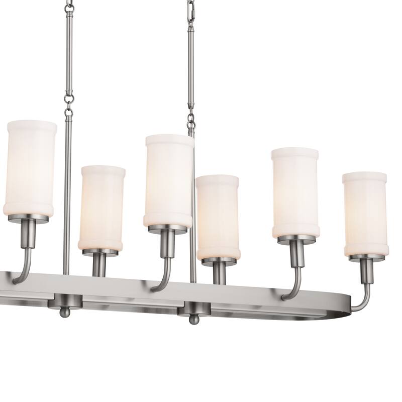 Kichler Lighting Vetivene 48 inch 8-Light Linear Chandelier Classic Pewter with Opal Glass