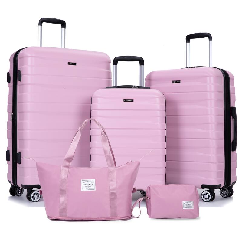 5PCS PC Luggage Set with TSA Lock - Pink