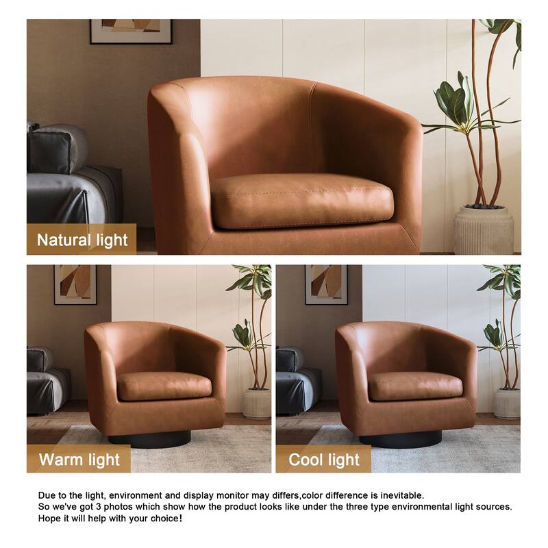 Round Barrel Armchair 360-Degree Swivel Accent Chairs