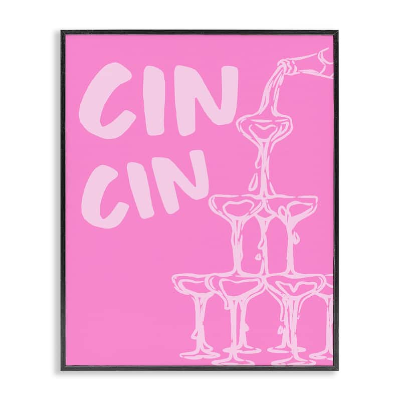 Stupell Pink Champagne Tower Framed Giclee Art Design By House of Lulu - 11 x 14 - Black