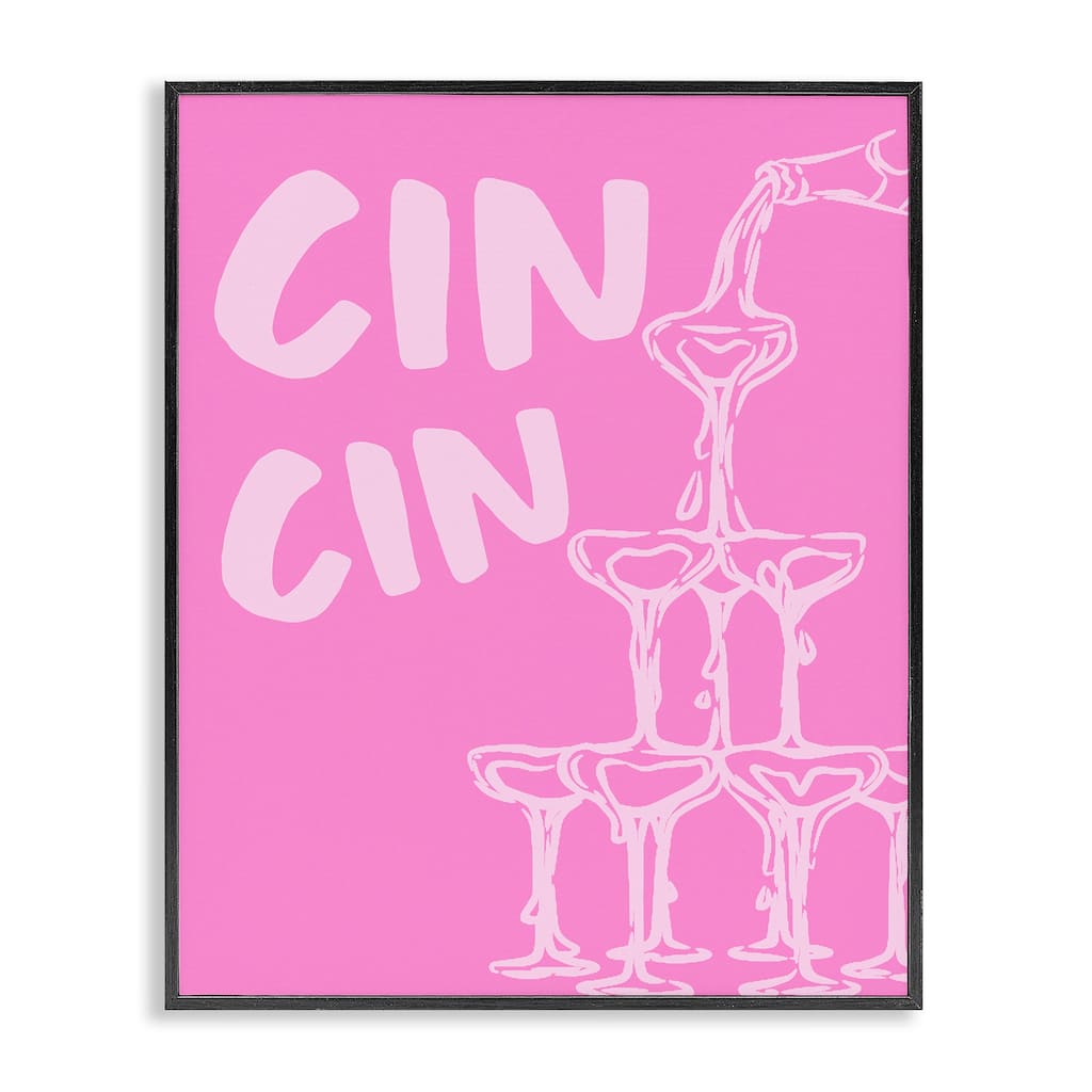 Stupell Pink Champagne Tower Framed Giclee Art Design By House of Lulu