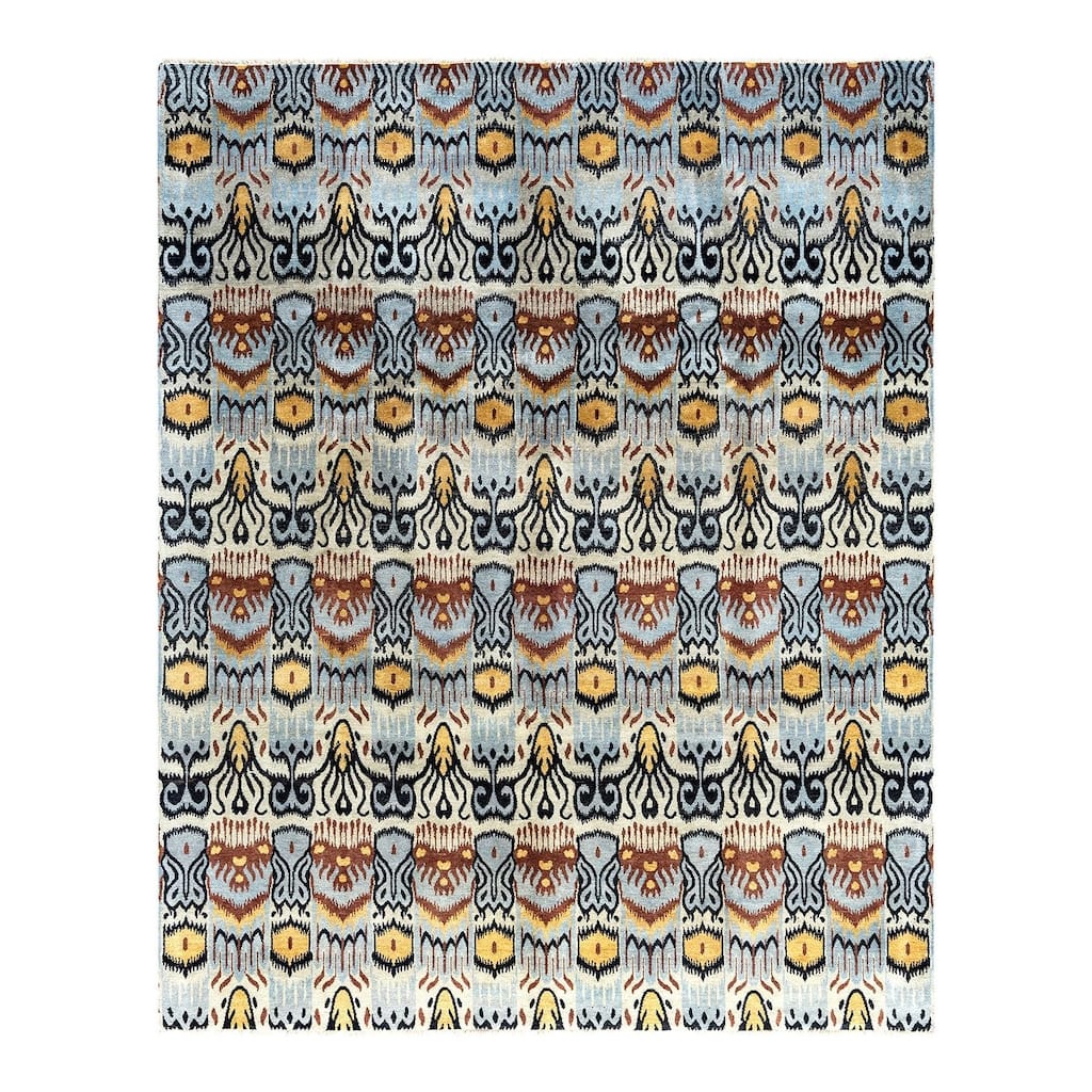 Ikat One-of-a-Kind Hand-Knotted Area Rug - Beige, 8' 2" x 10' 1" - 8' 2" x 10' 1"