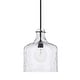 preview thumbnail 6 of 6, 1-Light Clear Water Glass Shade Pendant Matte Black