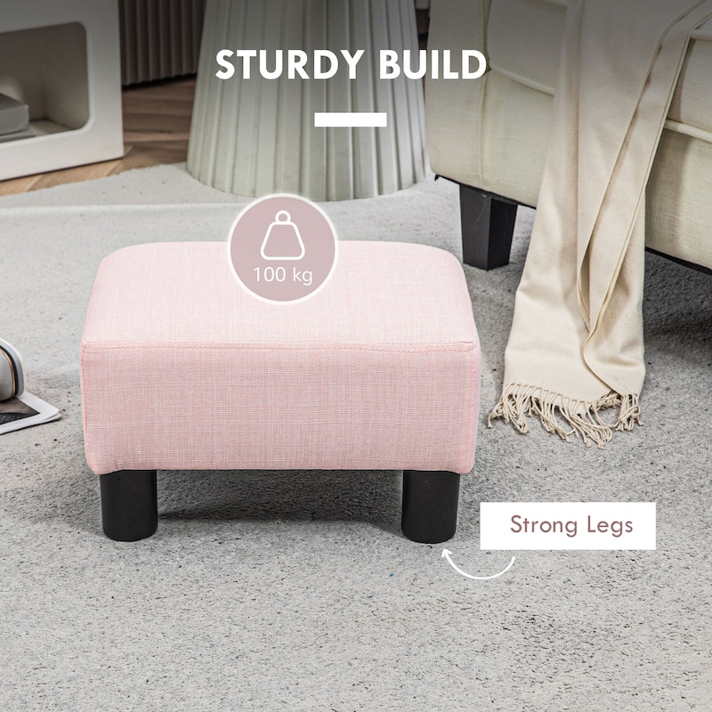 16" Cube Modern Linen Footrest Ottoman