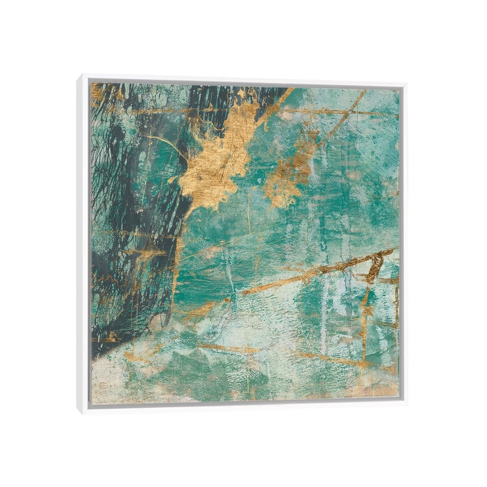 iCanvas "Teal Lace I" by Jennifer Goldberger Framed Canvas Print