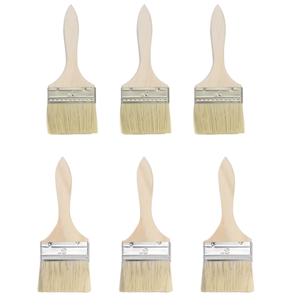 3Inch 2.5Inch Paint Brush Synthetic Bristle with 9mm Thick Wood Handle 6pcs
