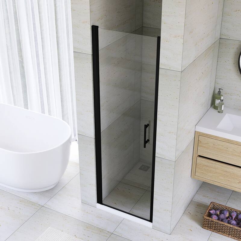 Pivot Semi-Frameless Shower Door in Matte Black Finish