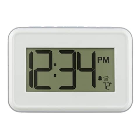 La Crosse Technology White Digital Clock with Temperature & Timer