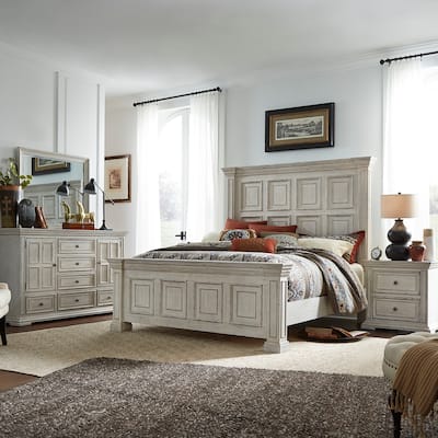 Liberty Furniture Big Valley Panel Bed, Dresser, Mirror, Chest, and Nightstand- California King, King or Queen