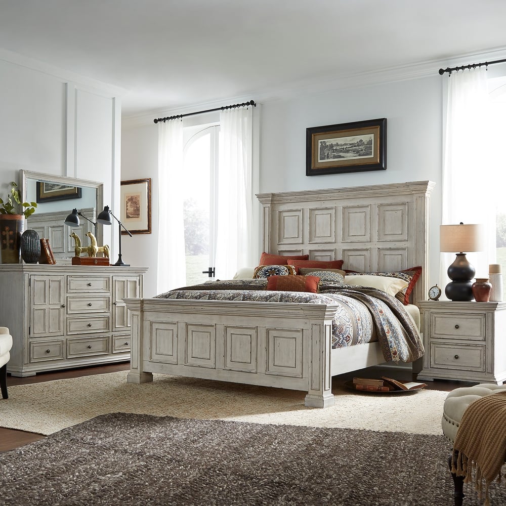 Liberty Furniture Big Valley Panel Bed, Dresser, Mirror, Chest, and Nightstand- California King, King or Queen
