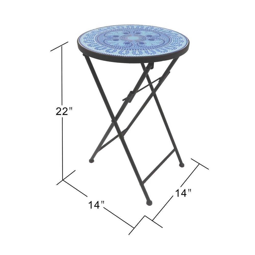 Saint Birchlori Blue And Black Mosaic Folding Side Table Blue Dailymail