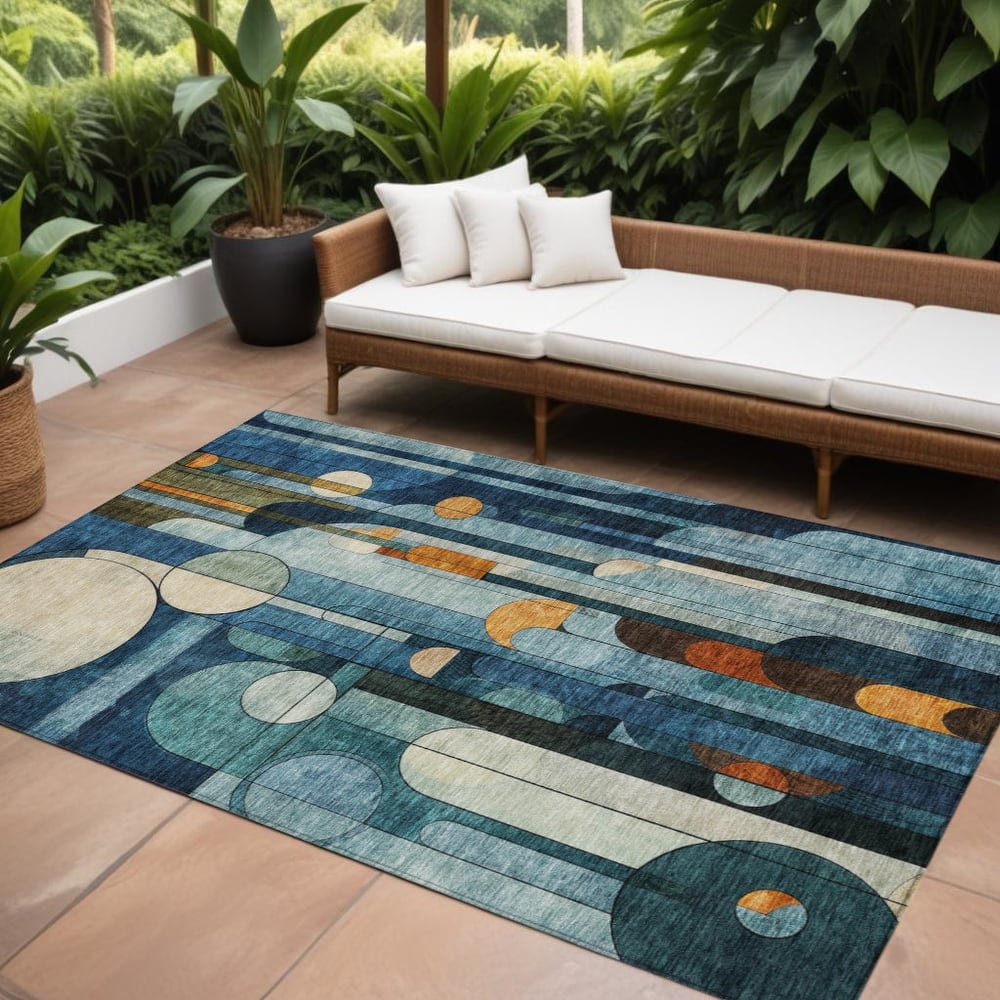 HomeRoots Geometric Transitional Rectangle Outdoor Rug