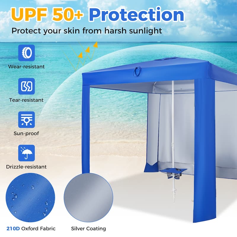 Costway UPF 50+ Beach Tent 6.6ft x 6.6ft Beach Cabana with Folding - See Details