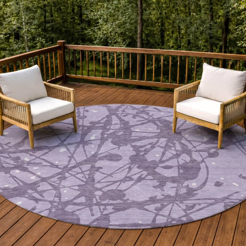 Machine Washable Indoor/ Outdoor Modern Campo Chantille Rug - Lavender - 8' x 8'