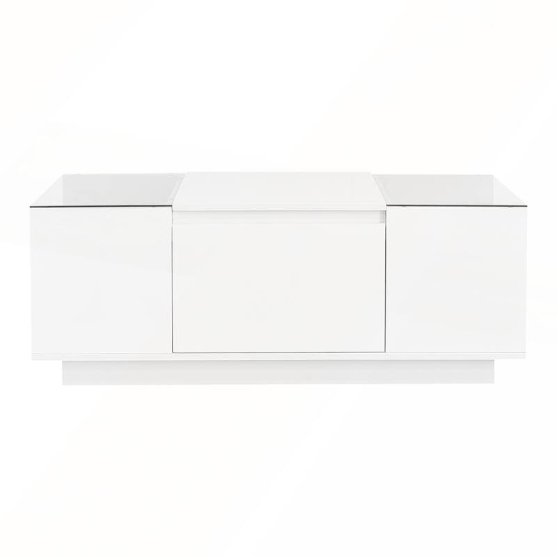 Modern Center Table with High-Gloss Finish and Glass Tabletop