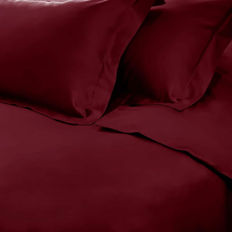 Superior Egyptian Cotton 650 Thread Count Solid Duvet Cover Set - Burgundy - Full - Queen