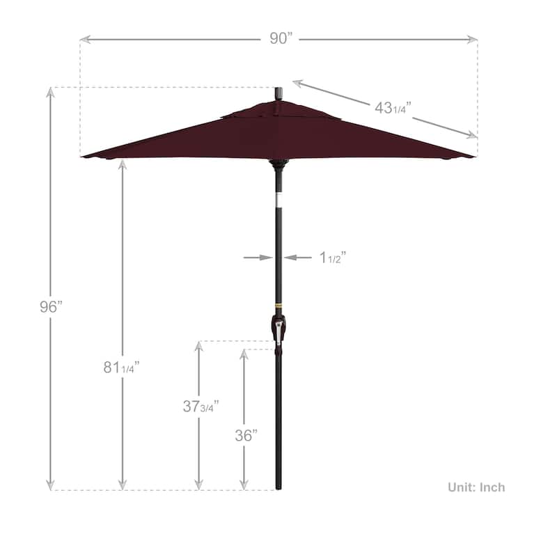 California Umbrella 7.5' Round Crank Lift Push Button Tilt Bronze Aluminum Patio Umbrella with Pacifica Pacific Blue Fabric