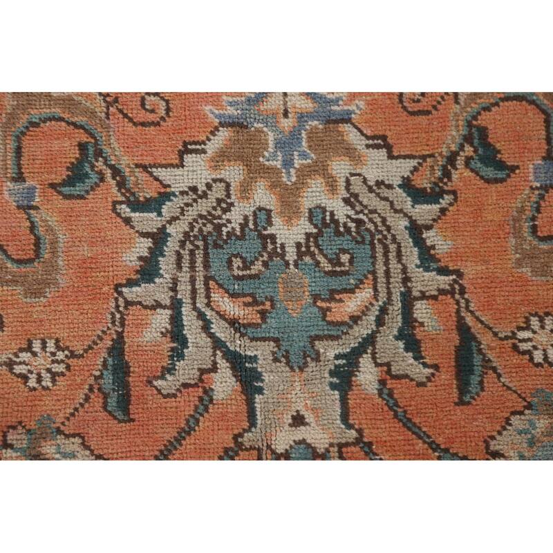 Hand Knotted Oriental 100% Wool Carpet Traditional All-Over Oranges & Rust Tabriz Area Rug - 10' 11'' X 7' 1''