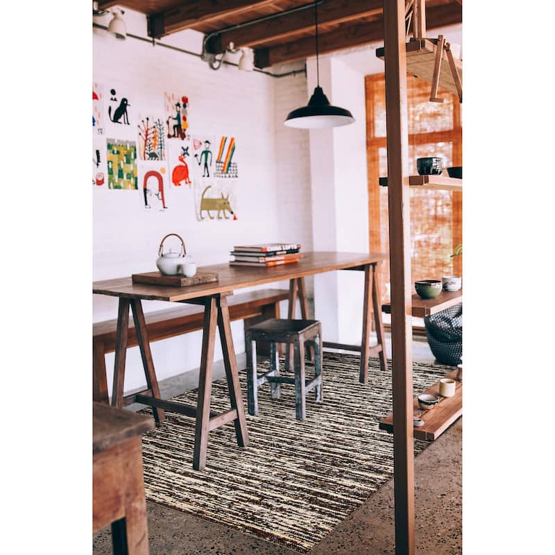 ECARPETGALLERY Braid weave Sienna Dark Brown Wool Rug - 5'4 x 7'6