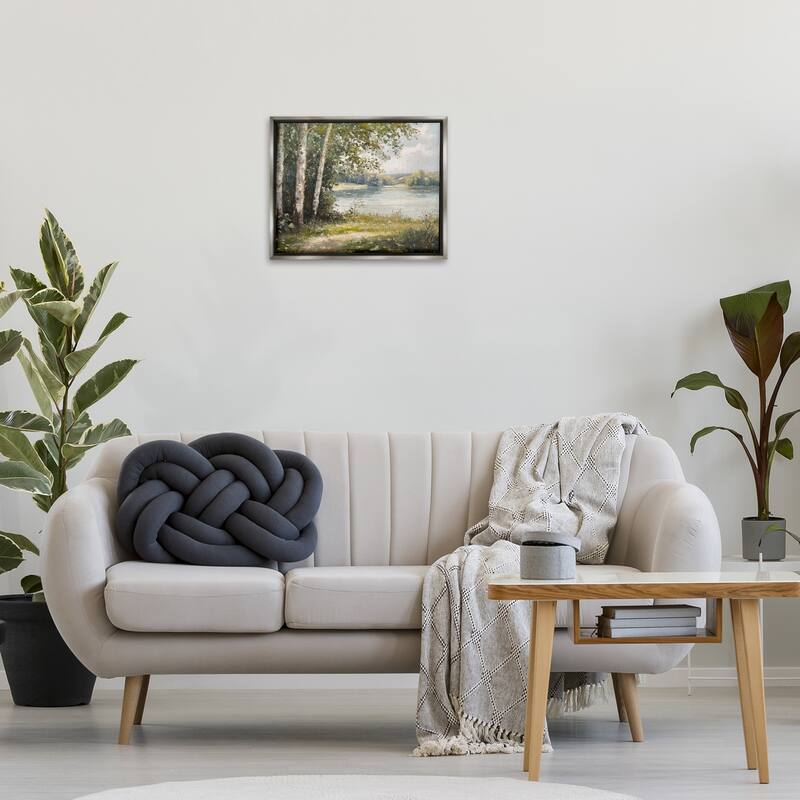 Stupell Place To Relax Lake View Framed Floater Canvas Wall Art Design By Petal Prints Design