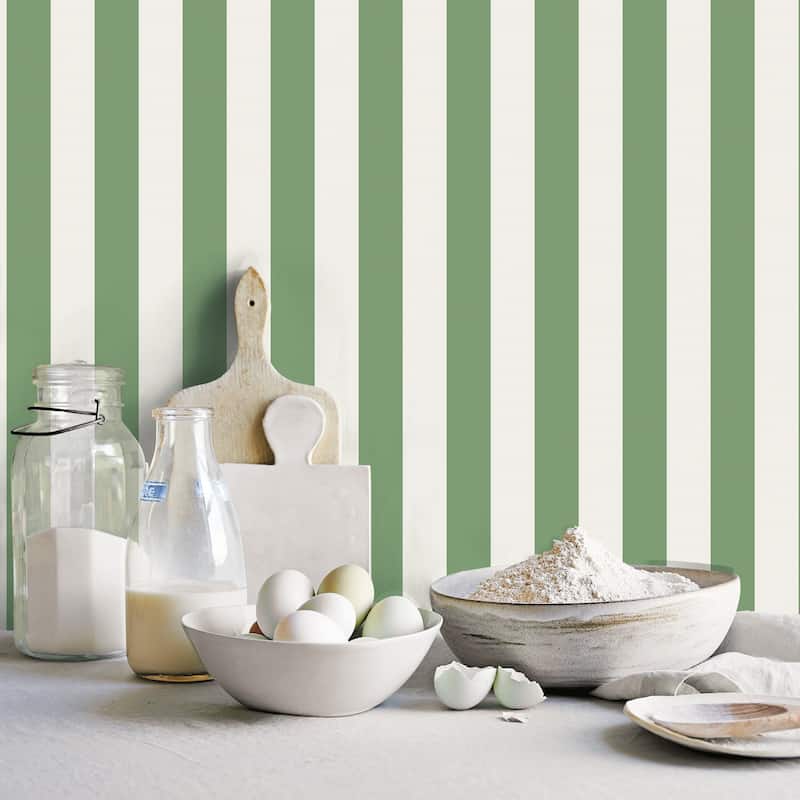 Galerie Wallcoverings Just Kitchens Awning Stripe Vinyl on Non-woven Matte Wallpaper Roll