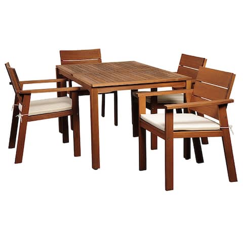 Nelson Eucalyptus 5-Piece Outdoor Dining Set Rectangular Patio Furniture