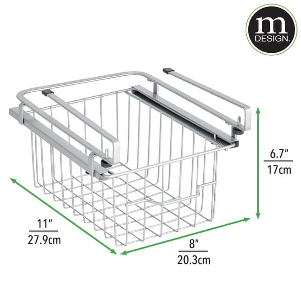mDesign Metal Wire Sliding Under Shelf Kitchen Storage Basket 11 X 8