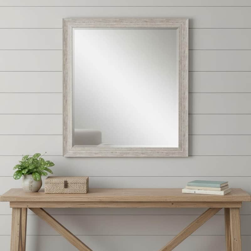HomeRoots 32" White Distressed Wood Framed Accent Mirror - 26.00 in. x 32.00 in. x 2.00 in. - 26.00 in. x 32.00 in.  x 2.00 in.
