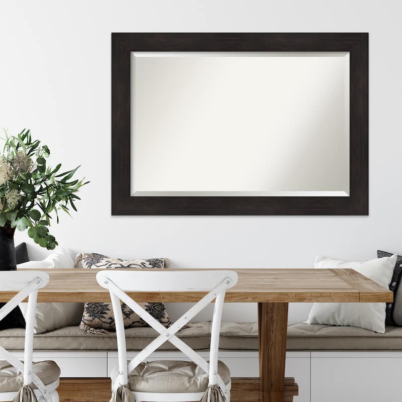 Beveled Wall Mirror - Furniture Espresso Frame - Furniture Espresso