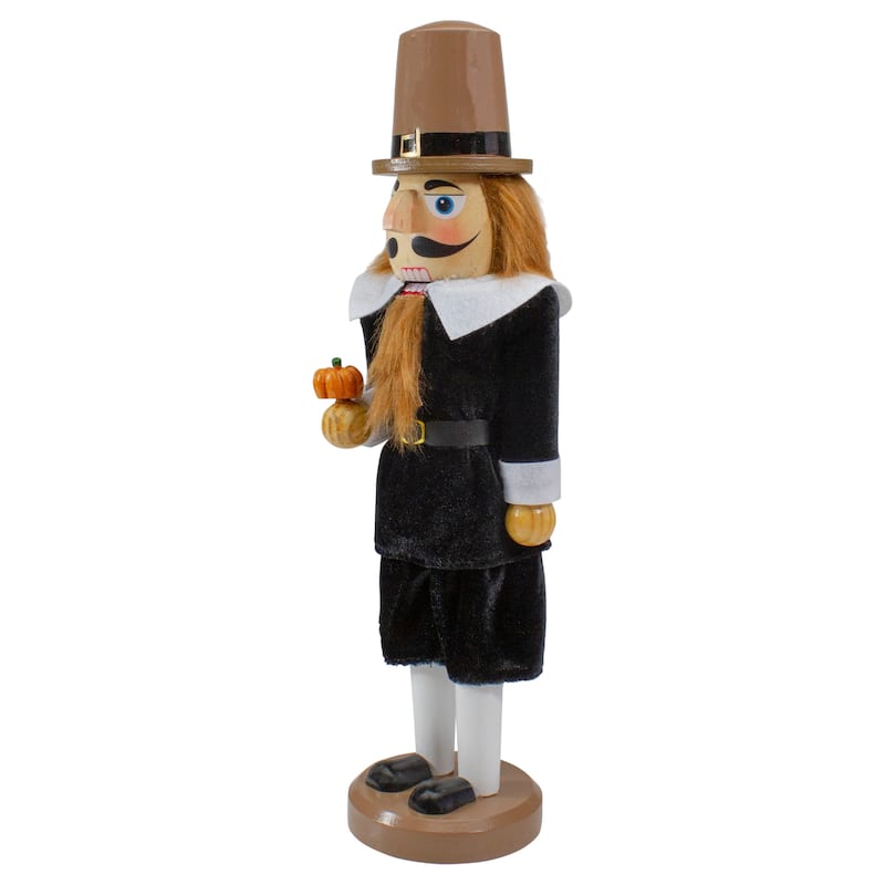 14-Inch Pilgrim Man Wooden Fall Harvest Thanksgiving Nutcracker - 14"