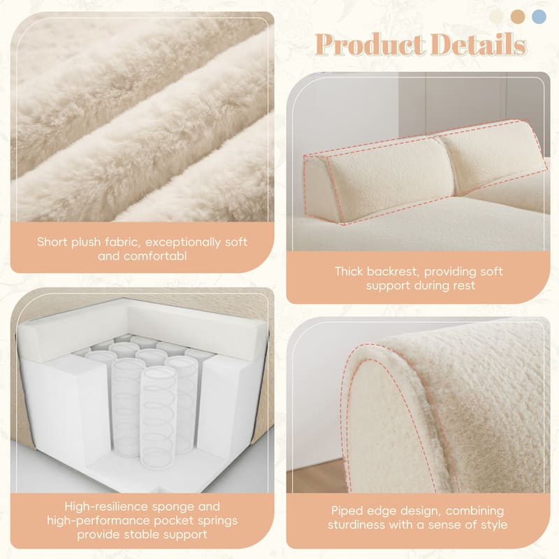 Modular 72-Inch Fully Compressed Sofa Bed with Frameless Design for Living Room, No Assembly Required