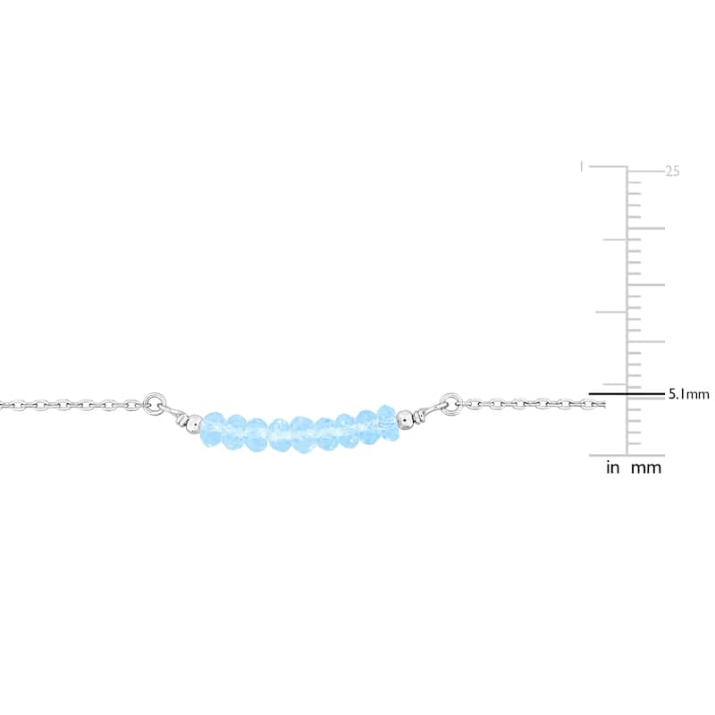 Miadora 2.70ct TGW 4mm Blue Topaz Bead Necklace with Rolo Chain in Sterling Silver