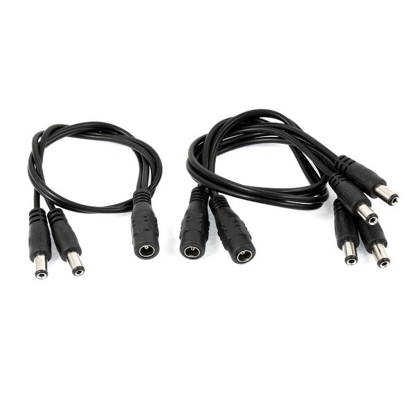 Unique Bargains 3PCS DC 5.5x2.1mm One Female to 2 Male Power Connector Cord for CCTV Camera